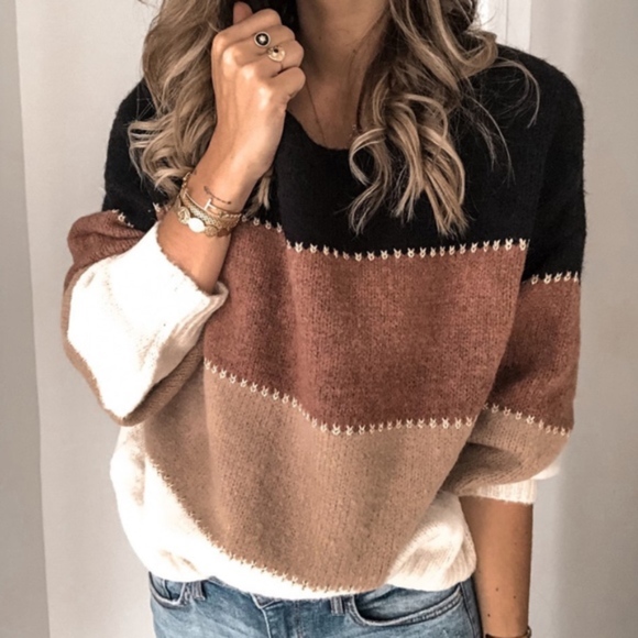 Sweaters - - NAOMI color Block Sweater